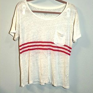 J. Crew 100% Linen Short Sleeve Pocket Tee Shirt Top Small